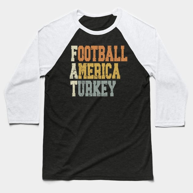 Thanksgiving Football America Turkey Baseball T-Shirt by Etopix